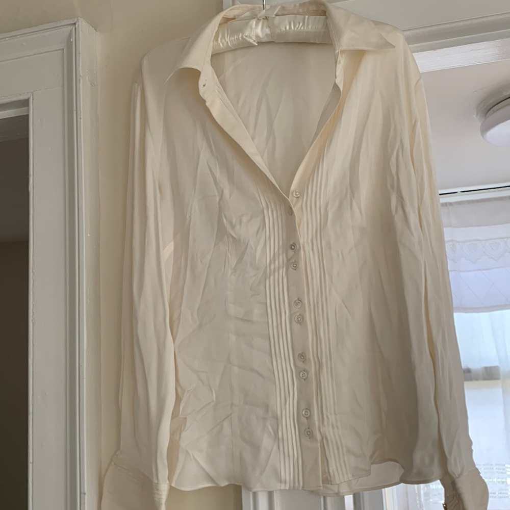 Beautifully cream silk tuxedo blouse
